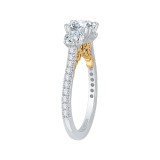 Shah Luxury 14K Two-Tone Gold Round Diamond Three-Stone Engagement Ring (Semi-Mount) photo 3