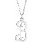 14K White Script Initial B 16-18 Necklace photo