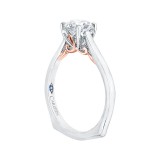 Shah Luxury 14K Two-Tone Gold Cushion Cut Diamond Solitaire Engagement Ring (Semi-Mount) photo 2