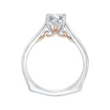 Shah Luxury 14K Two-Tone Gold Cushion Cut Diamond Solitaire Engagement Ring (Semi-Mount) photo 4