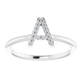 14K White .06 CTW Diamond Initial A Ring photo 3