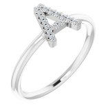 14K White .06 CTW Diamond Initial A Ring photo