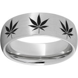 Serinium Domed Band with Cannabis Leaf Laser Engraving photo