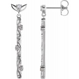14K White 1/8 CTW Diamond Vintage-Inspired Dangle Earrings photo