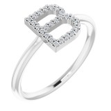 14K White 1/8 CTW Diamond Initial B Ring photo