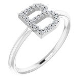 14K White 1/8 CTW Diamond Initial B Ring photo