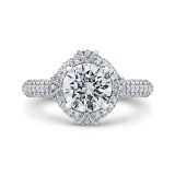 Shah Luxury 14K White Gold Round Diamond Engagement Ring (Semi-Mount) photo