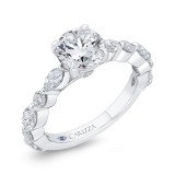 Shah Luxury Round Diamond Engagement Ring In 14K White Gold (Semi-Mount) photo 2