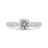 Shah Luxury Round Diamond Engagement Ring In 14K White Gold (Semi-Mount) photo