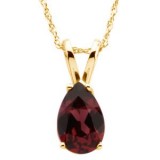 14K Yellow 8x5 mm Pear Rhodolite Garnet Solitaire 18 Necklace photo