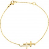 14K Yellow 1/5 CTW Diamond Double Sideways Cross 8 Bracelet photo