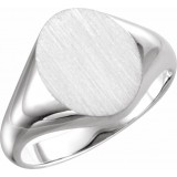 14K White 11x9.5 mm Oval Signet Ring photo