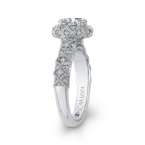 Shah Luxury 14K White Gold Round Cut Diamond Flower Halo Engagement Ring (Semi-Mount) photo 3