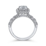 Shah Luxury 14K White Gold Round Cut Diamond Flower Halo Engagement Ring (Semi-Mount) photo 4