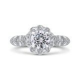 Shah Luxury 14K White Gold Round Cut Diamond Flower Halo Engagement Ring (Semi-Mount) photo