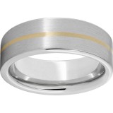 Serinium Pipe Cut Band with a 1mm 14K Yellow Gold Inlay and Satin Finish photo