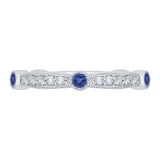 Shah Luxury 14K White Gold Round Diamond Wedding Band with Sapphire photo