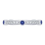 Shah Luxury 14K White Gold Round Diamond Wedding Band with Sapphire photo