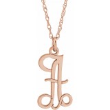 14K Rose Script Initial A 16-18 Necklace photo