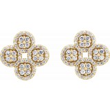 14K Yellow 1/2 CTW Diamond Clover Earrings photo 2