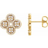 14K Yellow 1/2 CTW Diamond Clover Earrings photo