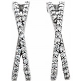 14K White 1/4 CTW Diamond Criss-Cross J-Hoop Earrings photo 2
