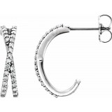 14K White 1/4 CTW Diamond Criss-Cross J-Hoop Earrings photo