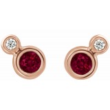 14K Rose Ruby & .03 CTW Diamond Earrings photo 2