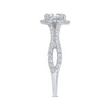 Shah Luxury 14K Two-Tone Gold Round Diamond Halo Engagement Ring with Split Shank (Semi-Mount) photo 3