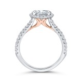 Shah Luxury 14K Two-Tone Gold Round Diamond Halo Engagement Ring with Split Shank (Semi-Mount) photo 4