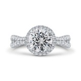 Shah Luxury 14K Two-Tone Gold Round Diamond Halo Engagement Ring with Split Shank (Semi-Mount) photo