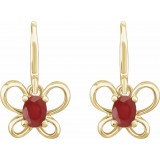 14K Yellow 4x3 mm Oval June Youth Butterfly Birthstone Earrings photo 2