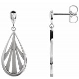 14K White Geometric Dangle Earrings photo