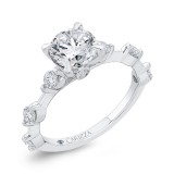 Shah Luxury Round Diamond Engagement Ring In 14K White Gold (Semi-Mount) photo 2