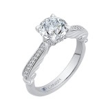 Shah Luxury 14K White Gold Round Diamond Engagement Ring (Semi-Mount) photo 2