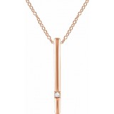 14K Rose .015 CT Diamond Bar 16-18 Necklace photo