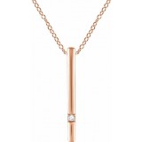 14K Rose .015 CT Diamond Bar 16-18 Necklace photo