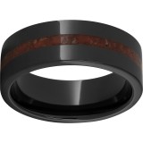 Black Diamond Ceramic Pipe Cut Band with 2mm Coral Inlay photo