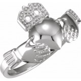 14K White 12x14 mm Ladies Claddagh Ring photo