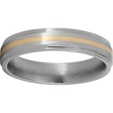 Titanium Flat Band with Grooved Edges, a 1mm 14K Yellow Gold Inlay and Satin Finish photo