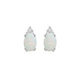 Gems One 10Kt White Gold Diamond (1/20Ctw) & Opal (5/8 Ctw) Earring photo