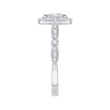 Shah Luxury Princess Diamond Halo Vintage Engagement Ring In 14K White Gold (Semi-Mount) photo 3