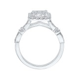 Shah Luxury Princess Diamond Halo Vintage Engagement Ring In 14K White Gold (Semi-Mount) photo 4