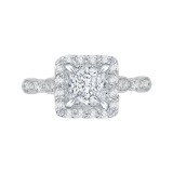 Shah Luxury Princess Diamond Halo Vintage Engagement Ring In 14K White Gold (Semi-Mount) photo