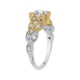 Shah Luxury 14K Two-Tone Gold Round Diamond Floral Engagement Ring (Semi-Mount) photo 2