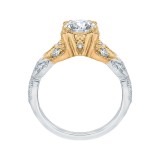 Shah Luxury 14K Two-Tone Gold Round Diamond Floral Engagement Ring (Semi-Mount) photo 4