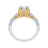 Shah Luxury 14K Two-Tone Gold Round Diamond Floral Engagement Ring (Semi-Mount) photo 4