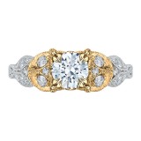 Shah Luxury 14K Two-Tone Gold Round Diamond Floral Engagement Ring (Semi-Mount) photo