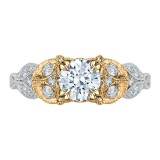 Shah Luxury 14K Two-Tone Gold Round Diamond Floral Engagement Ring (Semi-Mount) photo