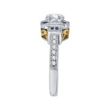 Shah Luxury 14K Two-Tone Gold Round Diamond and Sapphire Engagement Ring (Semi-Mount) photo 2